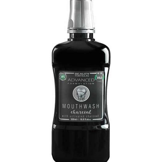 Beauty Formulas Charcoal Aktivní uhlí ústní voda proti zápachu z úst a zánětu dásní 500 ml