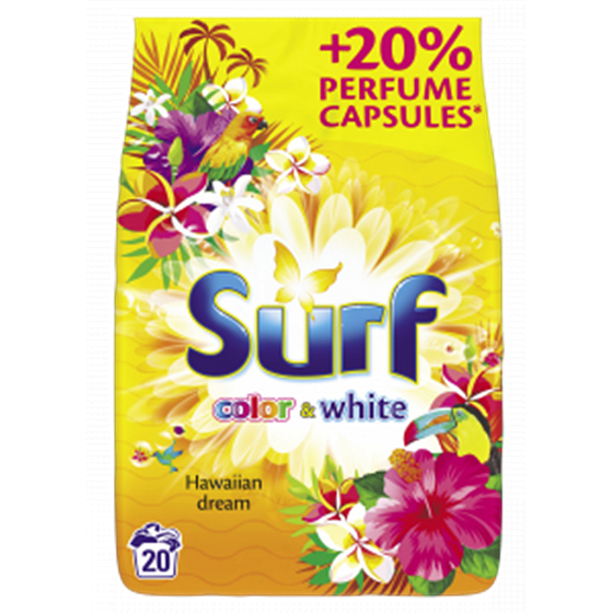 Surf Color & White Hawaiian Dream prášek na praní barevného i bílého prádla 20 dávek 1,4 kg