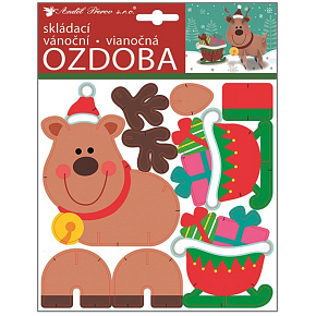 Ozdoba papierowa składana wigilijna renifer 23 x 19 cm