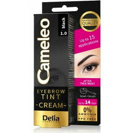 Delia Cosmetics Cameleo Krémová profesionální barva na obočí, bez amoniaku 1.0 Black - Černá 15 ml