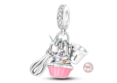 Charm Srebrny 925 dla miłośników pieczenia, 3w1 zawieszka na bransoletkę