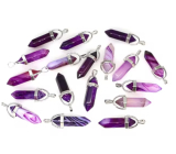 Achat fioletowy Wahadło sześciokąt przywieszek naturalny kamień 41 x 13 mm, ręcznie wycinany, dodaje odwagi i siły, 1 sztuka