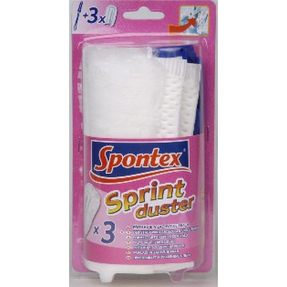 Spontex 3 Sprint Duster oprašovač s rukojetí 3 ks 3D struktura s tisíci vlákny