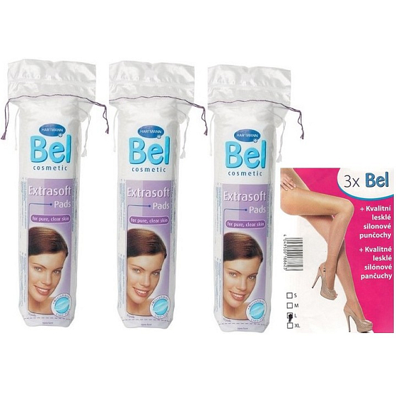 Bel Cosmetic Kosmetické tampony 3 x 70 kusů + kvalitní lesklé silonové punčochy