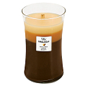 WoodWick Trilogy Cafe Sweets - Sladkosti ke kávě vonná svíčka s dřevěným knotem a víčkem sklo velká 609,5 g
