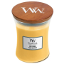 WoodWick Oat Flower - Ovesný květ vonná svíčka s dřevěným knotem a víčkem sklo střední 275 g