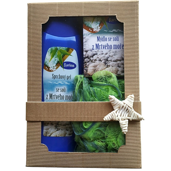 Karima Mrtvé moře sprchový gel se solí z Mrtvého moře 280 ml + toaletní mýdlo se solí z Mrtvého moře 100 g + masážní žínka, kosmetická sada