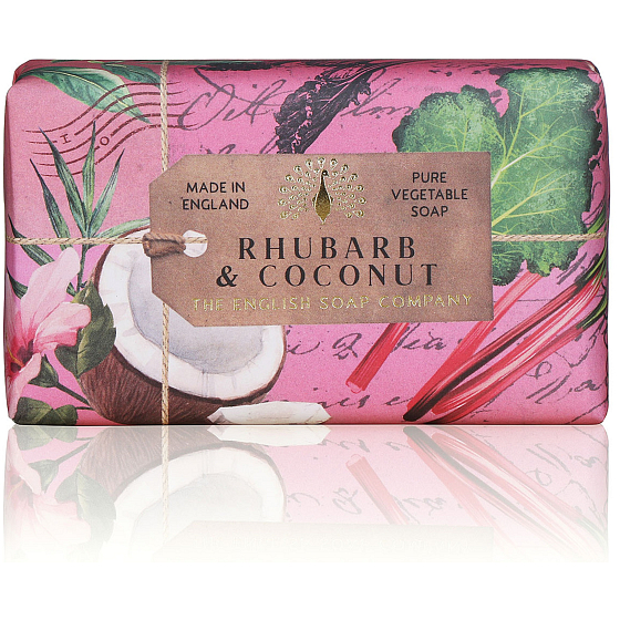 English Soap Rhubarb & Coconut - Rebarbora a kokos přírodní parfémované toaletní mýdlo s bambuckým máslem 190 g