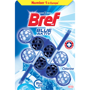 Bref WC Blue Aktiv Chlorine, blok WC w kulkach, barwi wodę na niebieski odcień 2 × 50 g