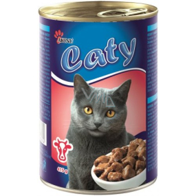 Akinu Caty kousky v omáčce s hovězím pro kočky plechovka 415 g