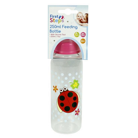 First Step Louka kojenecká láhev 0+ Beruška růžová 250 ml