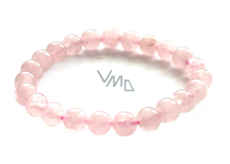 Różowy kamień naturalny, kulka 8 mm / 16 - 17 cm, kamień miłości