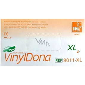 Dona Vinyl Rukavice jednorázové vinylové bezprašné, velikost XL, 100 kusů Dona Vinyl Rukavice jednorázové vinylové bezprašné, velikost XL, 100 kusů