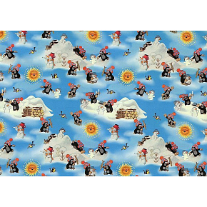 Nekupto Dárkový balicí papír 70 x 200 cm vánoční Krteček světle modrá 1 role