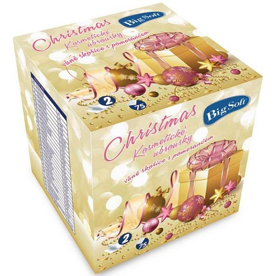 Big Soft Christmas papírové kapesníky vůně skořice s pomerančem bílé 2 vrstvé 75 kusů