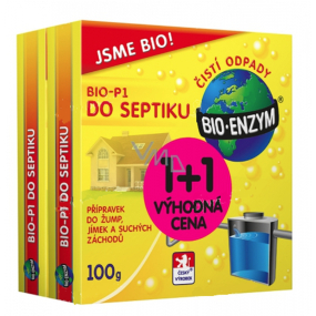 Bio-Enzym Bio-P1 Biologický přípravek do septiku, žumpy, suchého záchodu 2 x 100 g, k likvidaci organických nečistot duopack Bio-Enzym Bio-P1 Biologický přípravek do septiku, žumpy, suchého záchodu 2 x 100 g, k likvidaci organických nečistot duopack