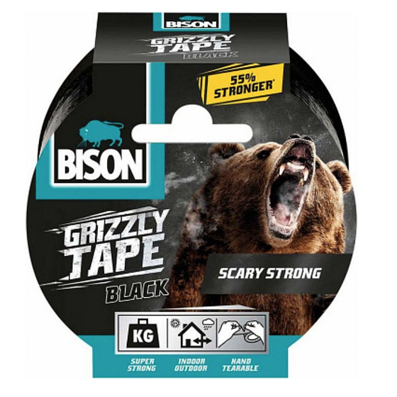 Bison Grizzly Tape taśma naprawcza czarna, szerokość taśmy: 50 mm z nawinięciem o długości 10 m