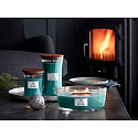 WoodWick Juniper & Spruce - Jalovec a smrk vonná svíčka s dřevěným širokým knotem a víčkem sklo loď 453 g