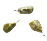 Epidot Troml wisiorek naturalny kamień M, ok. 3,5 cm, kamień do leczenia serca