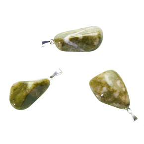 Epidot Troml wisiorek naturalny kamień M, ok. 3,5 cm, kamień do leczenia serca