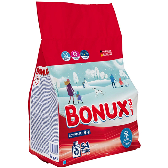 Bonux White Polar Ice Fresh 3v1 prací prášek na bílé prádlo 54 dávek 3,51 kg
