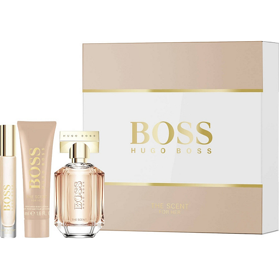 Hugo Boss The Scent parfémovaná voda pro ženy 50 ml + parfémovaná voda 7,4 ml + tělové mléko 50 ml, dárková sada