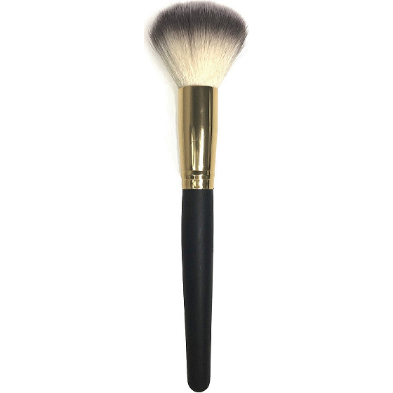 Kosmetický štětec s přírodními štětinami na pudr černo-zlatá rukojeť 19,5 cm