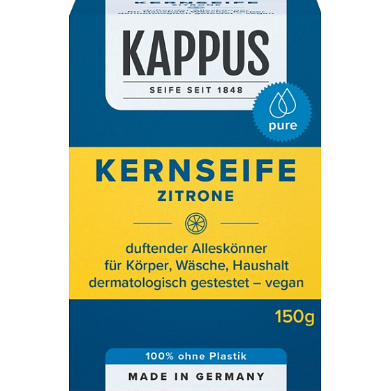 Kappus Kernseife Citron univerzální tvrdé přírodní mýdlo vyrobeno z přírodních látek 150 g