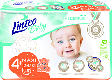 Linteo Baby Premium Maxi+ pieluszki dla dzieci 10 do 17 kg, 46 sztuk