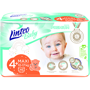 Linteo Baby Premium Maxi+ pieluszki dla dzieci 10 do 17 kg, 46 sztuk