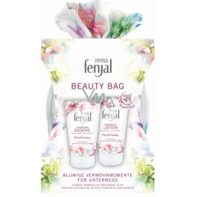 Fenjal Miss Floral Fantasy żel pod prysznic 75 ml + mleczko do ciała 75 ml + kosmetyczka, zestaw kosmetyków Fenjal Miss Floral Fantasy żel pod prysznic 75 ml + mleczko do ciała 75 ml + kosmetyczka, zestaw kosmetyków