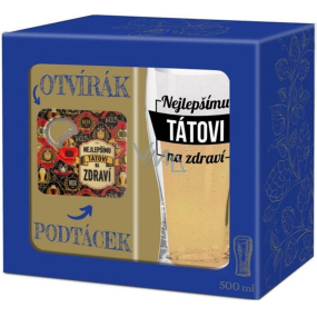Albi Nejlepšímu tátovi na zdraví půllitr 500 ml + podtácek a otvírák 2v1, dárková sada