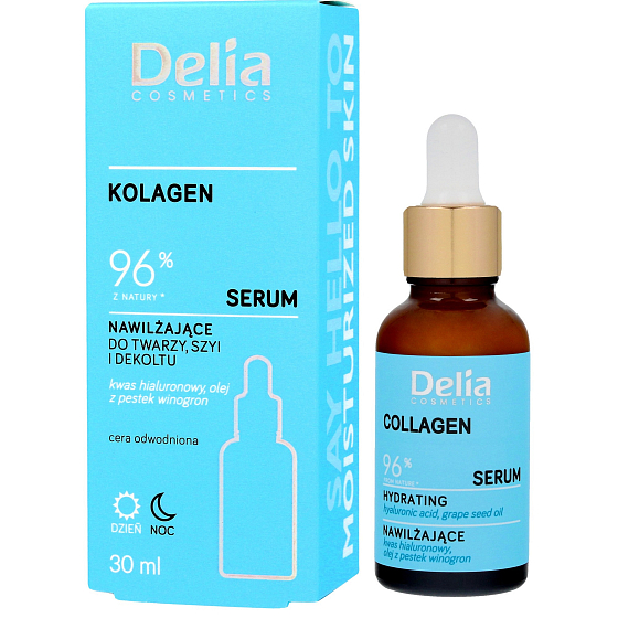 Delia Cosmetics Collagen 96% serum nawilżające do twarzy, szyi i dekoltu z kolagenem 30 ml