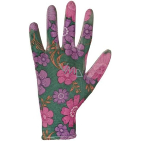 Leiva pracovní rukavice máčené v polyuretanu s květinovým potiskem, velikost 8, 1 pár Leiva pracovní rukavice máčené v polyuretanu s květinovým potiskem, velikost 8, 1 pár