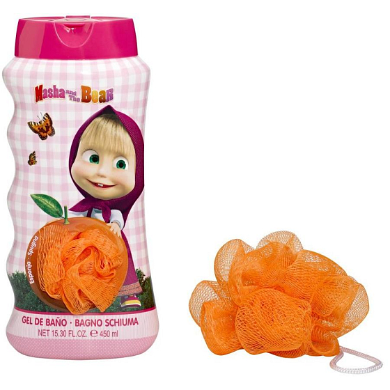 Máša a Medvěd 2v1 koupelový a sprchový gel pro děti + mycí žínka 450 ml