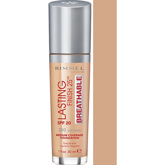 Rimmel London Lasting Finish Breathable Foundation make-up 200 Soft Beige 30 ml