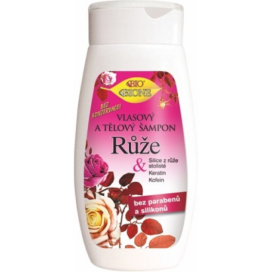 Bione Cosmetics Růže 2v1 vlasový a tělový šampon pro všechny typy vlasů 260 ml