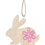 Zajíček dřevěný s kytičkou k zavěšení 8 cm 1 kus