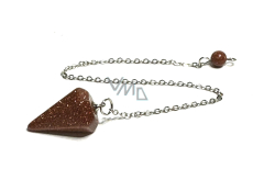 Goldstone złoty wahadełko 2,5 cm + 18 cm łańcuszek z koralikami, kamień ambicji