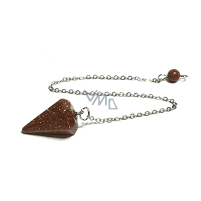 Goldstone złoty wahadełko 2,5 cm + 18 cm łańcuszek z koralikami, kamień ambicji Goldstone złoty wahadełko 2,5 cm + 18 cm łańcuszek z koralikami, kamień ambicji