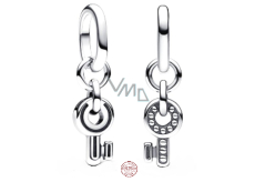 Charm Srebrny 925 Klucz - Mini medalion, zawieszka na bransoletkę miłość