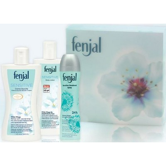 Fenjal Sensitive sprchový gel 200 ml + tělové mléko 200 ml + Deodorant sprej 150 ml, kosmetická sada