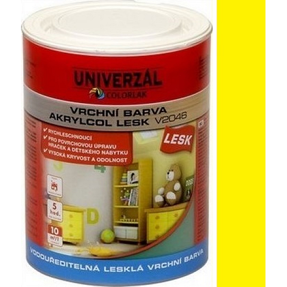 Colorlak Akrylcol Lesk V2046 vodouředitelná lesklá vrchní barva Žlutá žloutková 0,6l