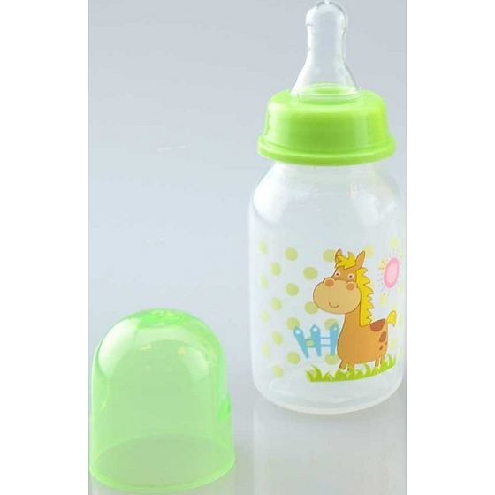 First Steps Feeding Bottle 0+ kojenecká láhev se silikonovou savičkou Koník 150 ml