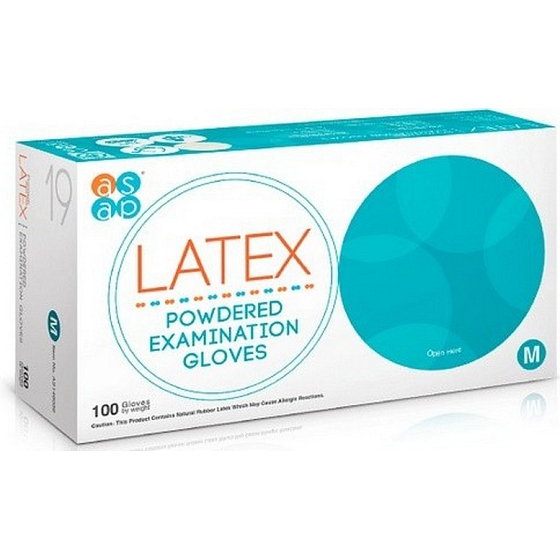Asap Rukavice Latex jednorázové pudrované velikost M box 100 kusů
