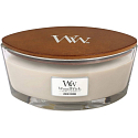 WoodWick Wood Smoke - Kouř z cedrového dřeva vonná svíčka s dřevěným širokým knotem a víčkem loď 453 g