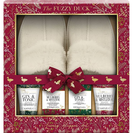 Baylis & Harding Zimní říše divů krystalky do vodní lázně na nohy 100 g + mýdlo 100 g + mléko na nohy 50 ml + mycí gel 50 ml + pantofle, kosmetická sada pro ženy