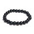 Onyx czarny matowy naszyjnik elastyczny naturalny kamień, kuleczka 8 mm / 16 - 17 cm, kamień żywotny szary