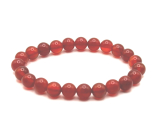 Achat czerwony elastyczny naturalny kamień, koralik 8 mm / 16 - 17 cm, dostarcza odwagi i siły