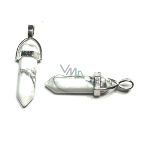 Magnezit / Howlit białe wahadło sześciokątny pryzmat naturalny kamień 41 x 13 mm, oczyszczony kamień Magnezit / Howlit białe wahadło sześciokątny pryzmat naturalny kamień 41 x 13 mm, oczyszczony kamień